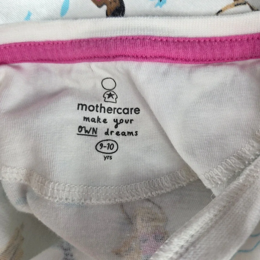 Mothercare Girls Mermaid Pajama Set White Flutter Sleeve Top Shorts Size 9-10Y